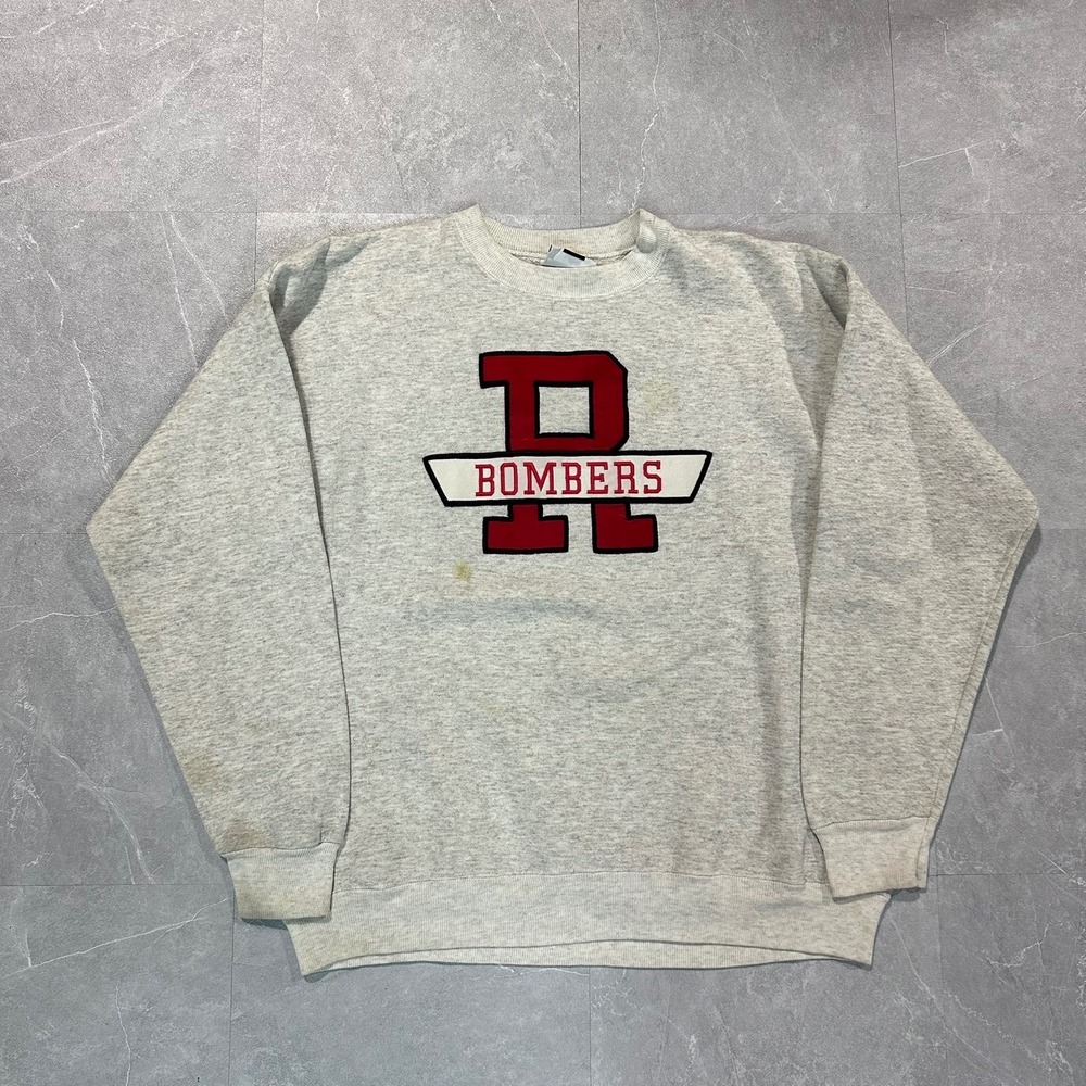 Vintage Lee Heavyweight Sweatshirt Mens XL Gray R Bombers Made in USA Crewneck